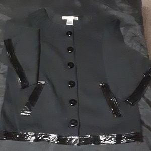 Patent leather trim blazer